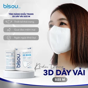 Túi 20 cái khẩu trang cao cấp 3D dây vải size M hiệu BISOU