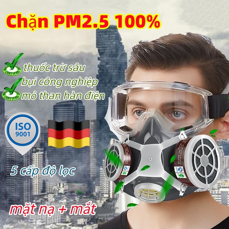 [ Bộ đầy đủ ] Mặt nạ phòng độc, phòng độc khói đám cháy , chống bụi mịn, mặt nạ sơn chống độc phun Bộ combo