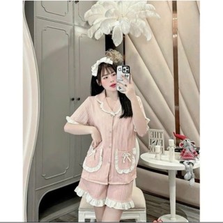 Bộ đũi tay cộc quần cộc cổ bèo 2 tủi nơ mùa hè