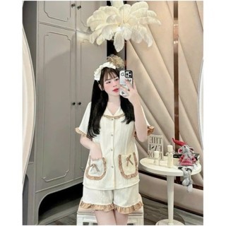 Bộ đũi tay cộc quần cộc cổ bèo 2 tủi nơ mùa hè