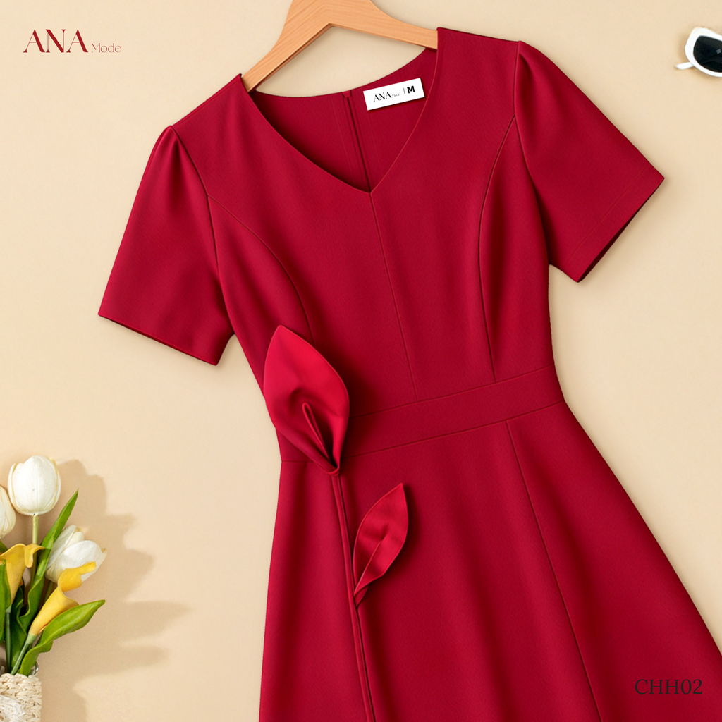 Đầm Chữ A Đính Hoa Trung Niên ANA Mode Chất Liệu Cotton Lạnh Cao Cấp Đi Chơi Quà Tặng Mẹ DM25CHH02