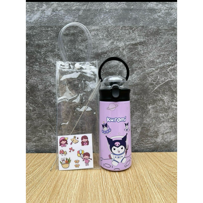 Bình giữ nhiệt CUTE 500ML kèm ống hút. Bình nước giữ nhiệt HÀNG VỀ SẴN, ly giữ nhiệt gấu dâu LA BUBU CAPPYBAR