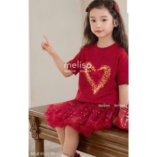 [B&G] Sét váy đỏ áo cotton kèm chân váy bồng xèo cho bé gái diện tết, noen bé 2-12 tuổi