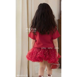 [B&G] Sét váy đỏ áo cotton kèm chân váy bồng xèo cho bé gái diện tết, noen bé 2-12 tuổi