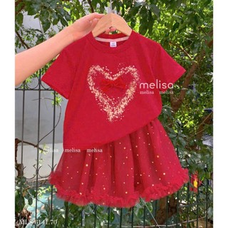 [B&G] Sét váy đỏ áo cotton kèm chân váy bồng xèo cho bé gái diện tết, noen bé 2-12 tuổi