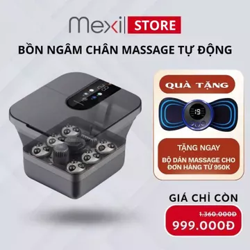 Bồn ngâm chân massage MEXI gấp gọn, massage ngâm chân hồng ngoại sục khí, con lăn matxa tự động