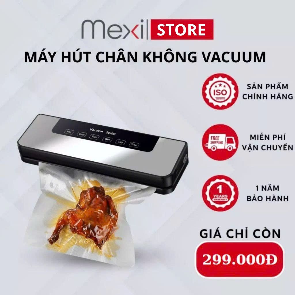 Máy Hút Chân Không MEXI - Hoàn Toàn Tự Động, Máy Đóng Gói Thực Phẩm Khử Trùng Bằng Tia Cực Tím