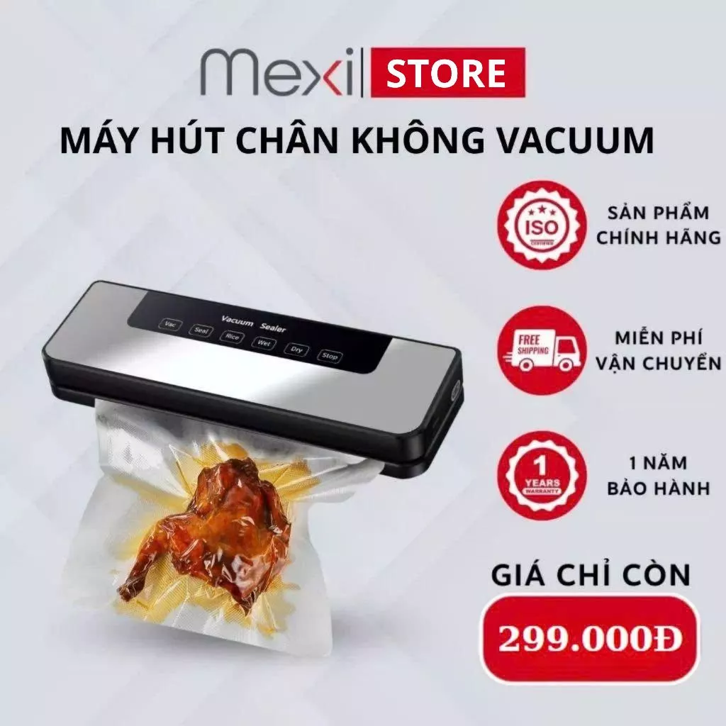 Máy Hút Chân Không MEXI - Hoàn Toàn Tự Động, Máy Đóng Gói Thực Phẩm Khử Trùng Bằng Tia Cực Tím