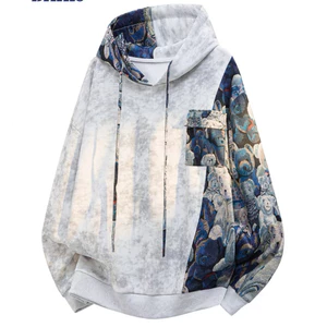 Áo khoác nỉ hoạ tiết cổ điển dành cho nam, mùa xuân/thu, có mũ, phối màu tie-dye