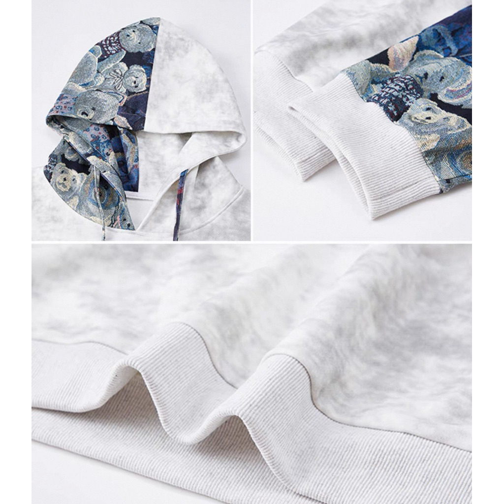 Áo khoác nỉ hoạ tiết cổ điển dành cho nam, mùa xuân/thu, có mũ, phối màu tie-dye