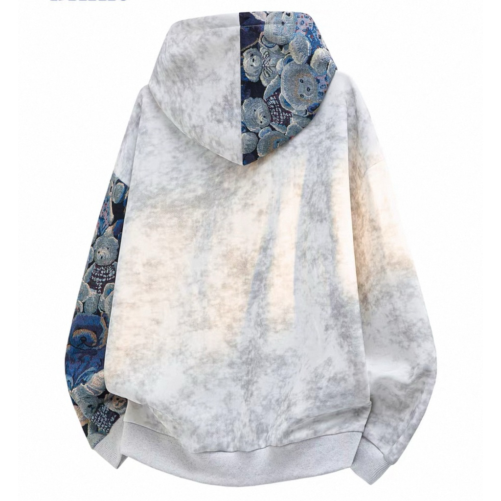 Áo khoác nỉ hoạ tiết cổ điển dành cho nam, mùa xuân/thu, có mũ, phối màu tie-dye