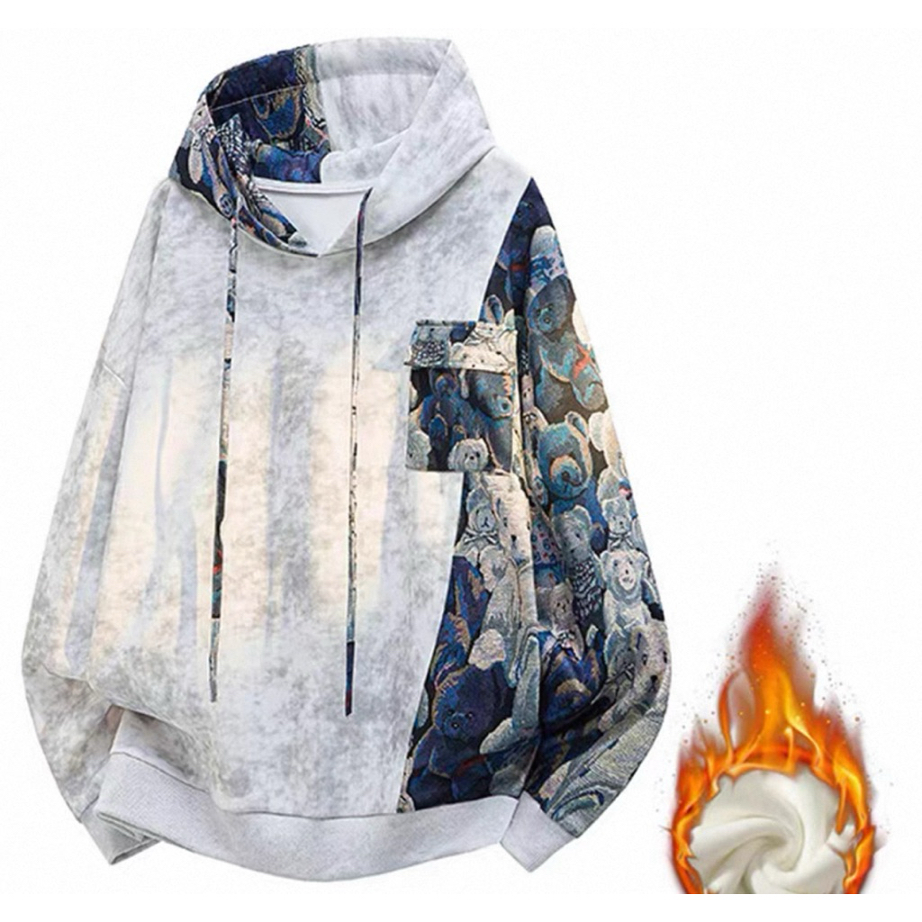 Áo khoác nỉ hoạ tiết cổ điển dành cho nam, mùa xuân/thu, có mũ, phối màu tie-dye