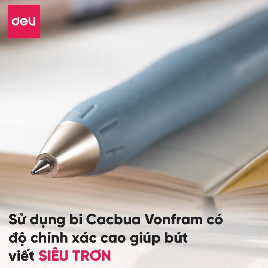 Bút Gel Cao Cấp Deli Bút Bi Nước Ngòi 0.5mm Mực Xanh Đen Nhiều Màu Không Lem Viết Trơn