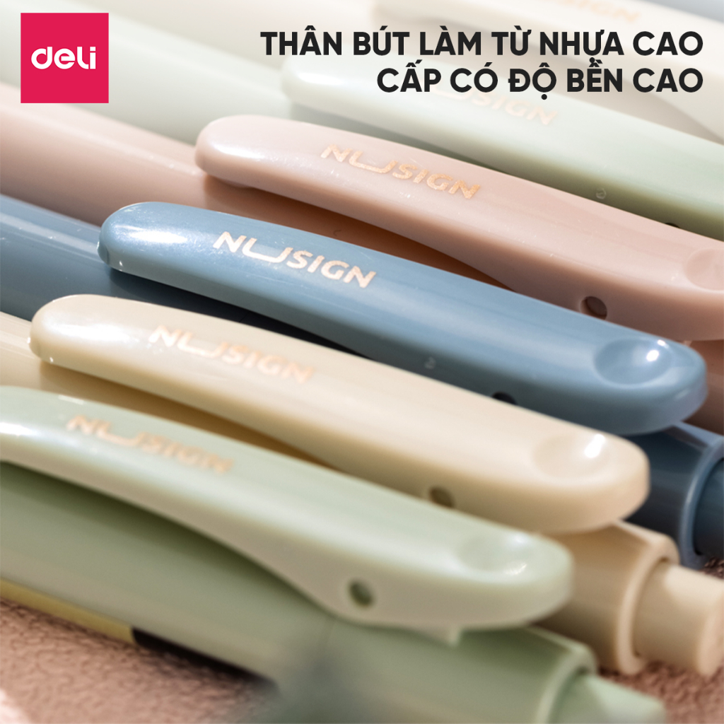 Bút Gel Cao Cấp Deli Bút Bi Nước Ngòi 0.5mm Mực Xanh Đen Nhiều Màu Không Lem Viết Trơn