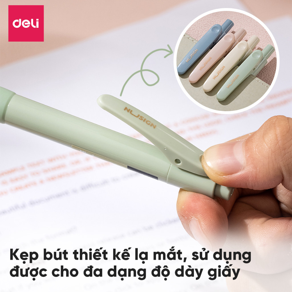 Bút Gel Cao Cấp Deli Bút Bi Nước Ngòi 0.5mm Mực Xanh Đen Nhiều Màu Không Lem Viết Trơn