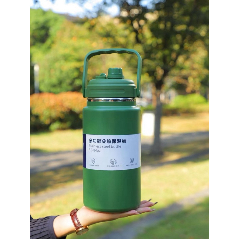 Bình Giữ Nhiệt Dung tích Lớn FIT 2500ml/2000ml/1500ml - Miệng Rộng, Ống Hút, Đầu Rót, Tay Cầm Tiện Lợi