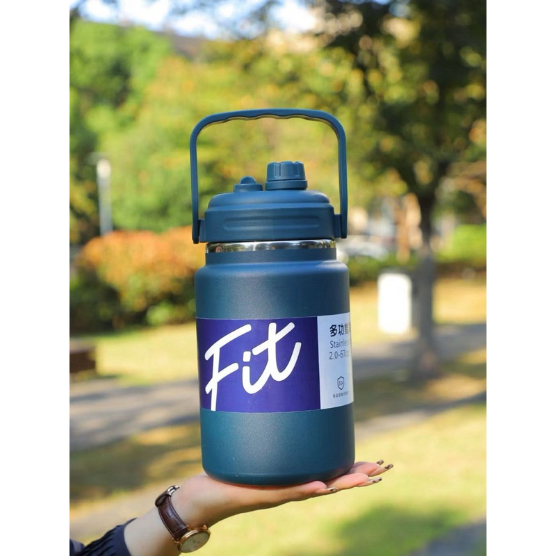Bình Giữ Nhiệt Dung tích Lớn FIT 2500ml/2000ml/1500ml - Miệng Rộng, Ống Hút, Đầu Rót, Tay Cầm Tiện Lợi