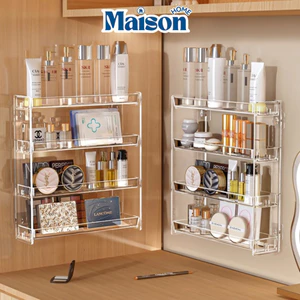 Kệ Dán Tường Trong Suốt 3 Tầng Đựng Đồ Decor, Đựng Mỹ Phẩm, Sơn Móng Tay, Khay Trưng Bày Mô Hình MAISON