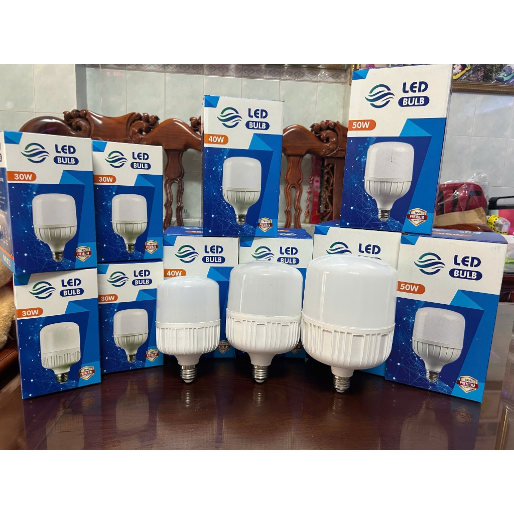 BÓNG ĐÈN LED TRỤ 30W 40W 50W - BÚP TRỤ T - Siêu Sáng, Tiết Kiệm Điện, Thân Kín Chống Nước