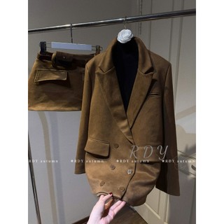 Set áo vest mix chân váy da lộn cao cấp mua cả set được tặng kèm thắt lưng form chuẩn hàng đẹp sang - Baotrang.clothes