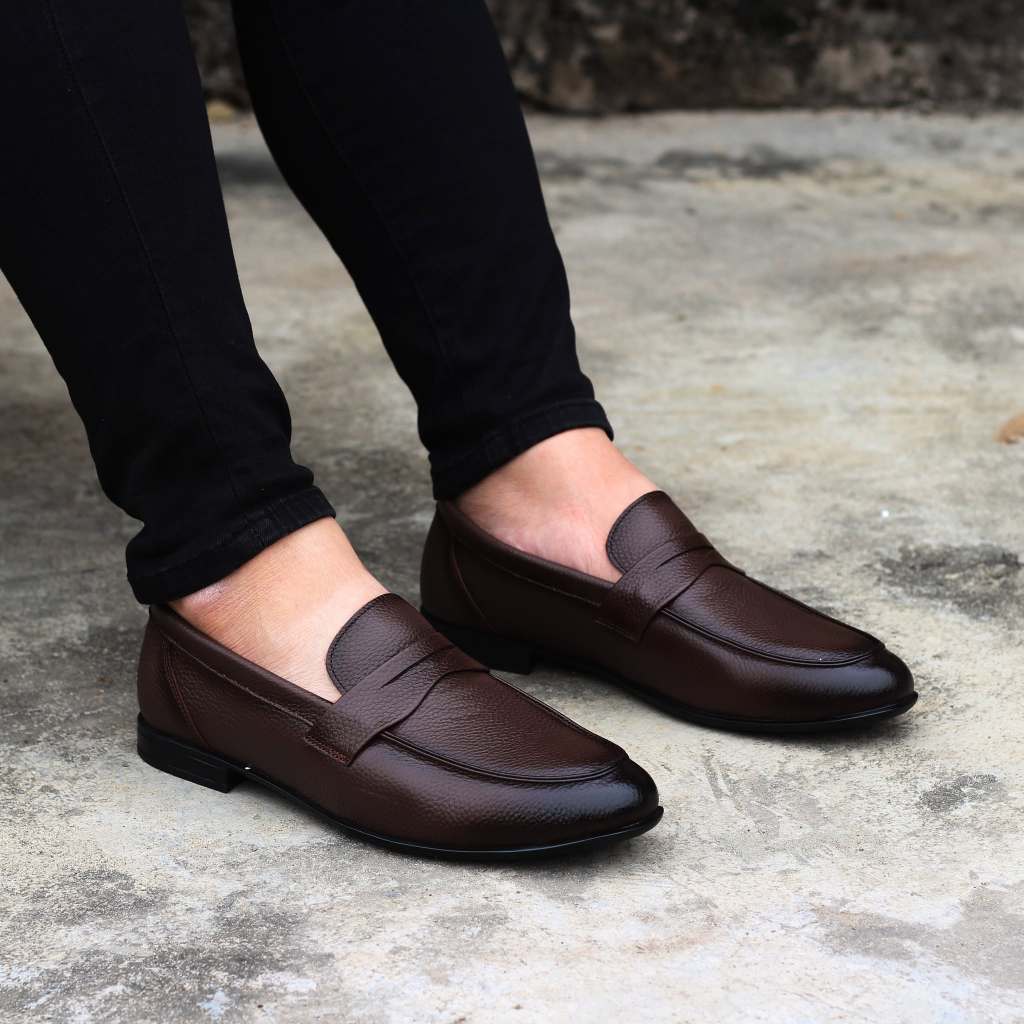 Sen 200. Giày lười công sở da bò cao cấp. Đế thấp 2cm