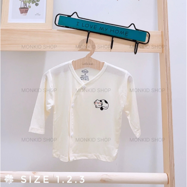 [Peinn] [Áo dài kem] Combo 3/5 Áo dài màu kem trơn, chất thun lạnh petit mịn, mát cho bé sơ sinh 0-9 tháng