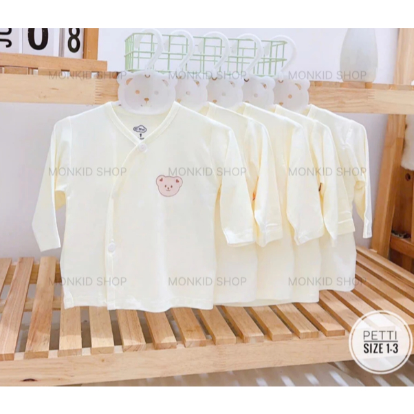[Peinn] [Áo dài kem] Combo 3/5 Áo dài màu kem trơn, chất thun lạnh petit mịn, mát cho bé sơ sinh 0-9 tháng