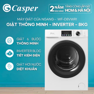 [Công lắp 0Đ HCM/ HN] Máy giặt cửa ngang Casper ProWash 8KG WF-D8VWR1 - Chính hãng - Bảo hành 2 năm