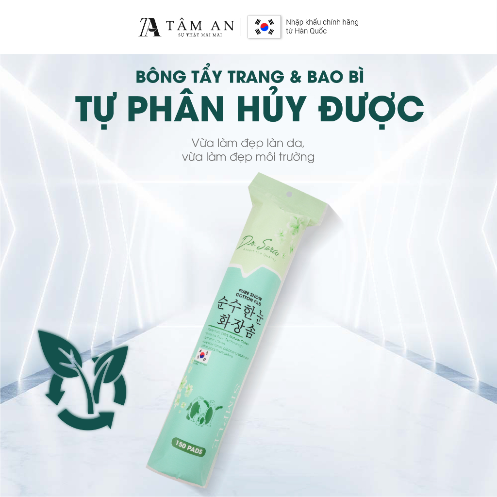 Bông tẩy trang cotton tiệt trùng UV DR.SERA PURE SNOW COTTON PAD