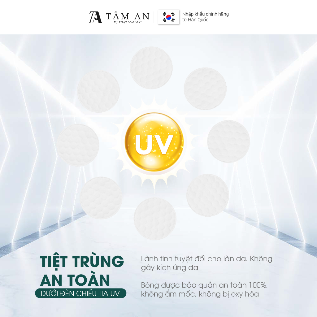 Bông tẩy trang cotton tiệt trùng UV 150 miếng tròn DR.SERA PURE SNOW COTTON PAD