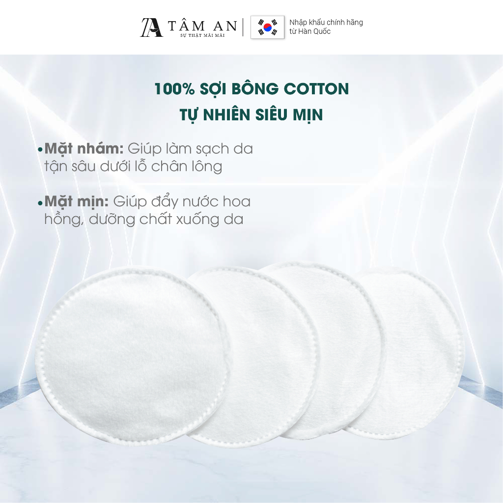 Bông tẩy trang cotton tiệt trùng UV 150 miếng tròn DR.SERA PURE SNOW COTTON PAD