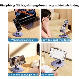 Giá đỡ điện thoại máy tính bảng hợp kim nhôm xoay 360° tiện xem phim chơi game livestream bền chắc
