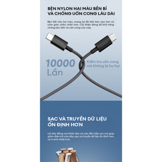 Cáp Sạc Nhanh CUKTECH CTC315P C-C | Công Suất Sạc Max 60W | Truyền Dữ Liệu 480 Mbps | Bảo Hành 18 Tháng