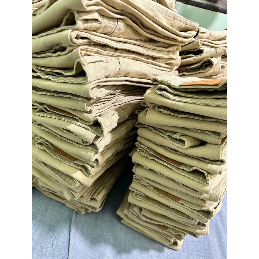 Quần Jeans Nữ Lưng Cao Ống Loe dài co giãn màu kem dễ phối đồ