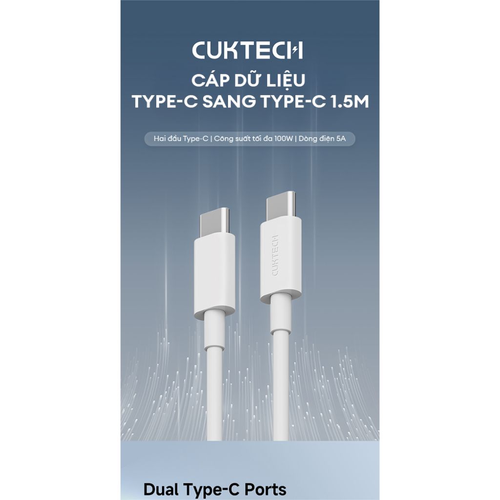 Cáp Sạc Nhanh CUKTECH CTC515N C-C | Công Suất Sạc Max 100W | Truyền Tải Dữ Liệu 480Mbps | Bảo Hành 18 Tháng | BigBuy360 - bigbuy360.vn