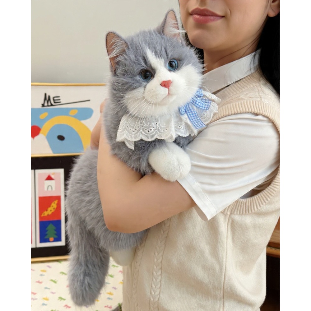 Gấu Bông Con Mèo Giống Thật Có Phát Tiếng Kêu Lông Dài Mềm Mại Như Lông Thật Làm Đồ Chơi ,Quà Tặng Cho Bạn Gái,Cho Bé