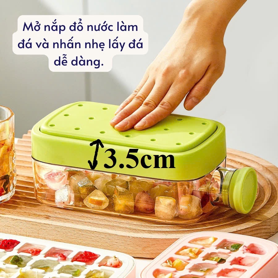 Bình Đựng Nước Tích Hợp Khay Làm Đá Không Bị Gỉ Nước 800ml Có Nắp Nhấn Lấy Đá