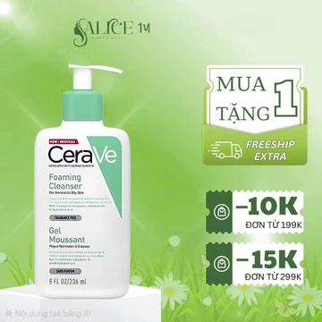Sữa Rửa Mặt CeraVe Foaming Cleanser 236ml Chính Hãng Cho Da Dầu, Da Khô, Mụn Nhạy Cảm