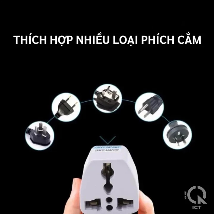 【Bảo hành 3 năm miễn phí】 Ổ Chuyển Đổi Phích Cắm Từ 3 Chân Sang 2-nhỏ gọn tiện lợi khi đi du lịch 10A | 2500W