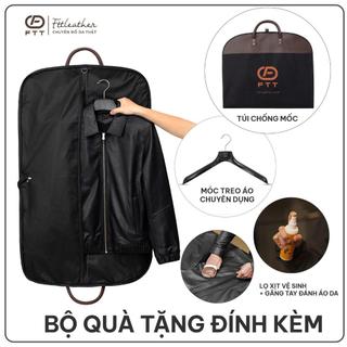 Áo da bò, áo da thật cao cấp loại 1 Fttleather Collar Jacket Cổ Bẻ Trơn Da Bò - AD401B