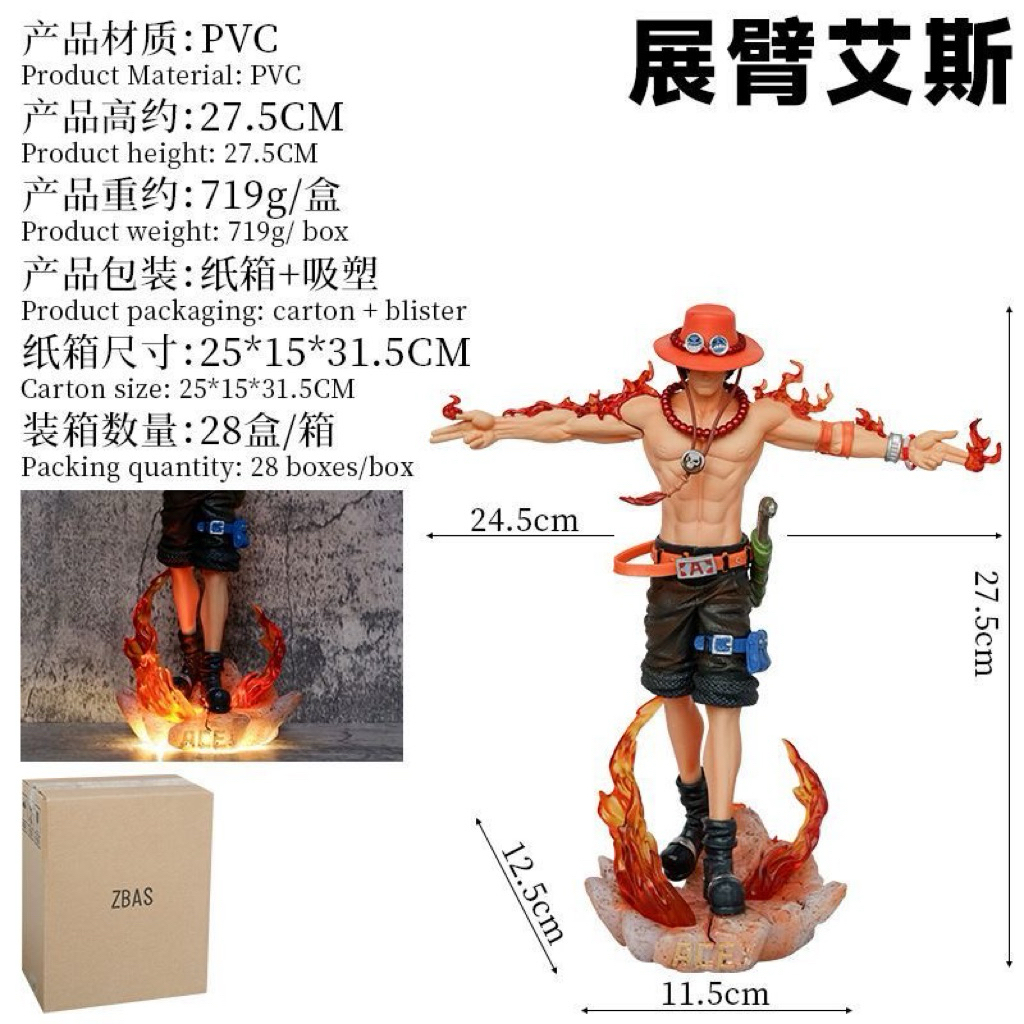 Mô hình Portgas D.Ace Onepice decor bàn làm việc