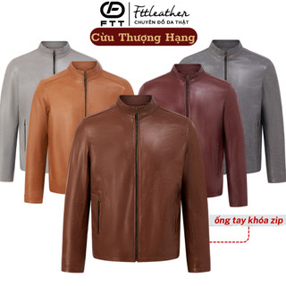 Áo khoác da cừu nam RacerJacket dáng suông Fttleather da thật độ bền cao đi tiệc đi làm AD213