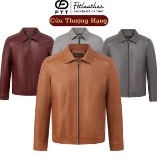 Áo khoác da cừu nam CollarJacket cao cấp áo da cổ bẻ form trơn lịch sự Fttleather Da Thật AD401C