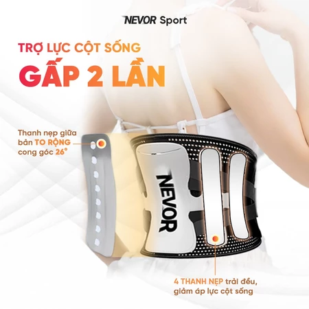 Đai Lưng Trợ Lực Cột Sống Nevor DTL03 Hỗ Trợ Thoái Hóa, Thoát Vị Đĩa Đệm, Đau Thắt Lưng