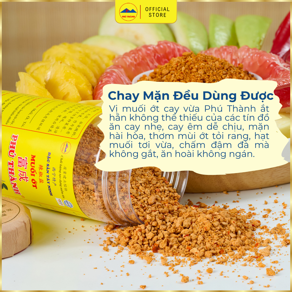[Muối Xuất Khẩu] Muối Ớt Phú Thành - Đặc Sản Tây Ninh - Cay Vừa, Hạt Tơi, Đậm Vị