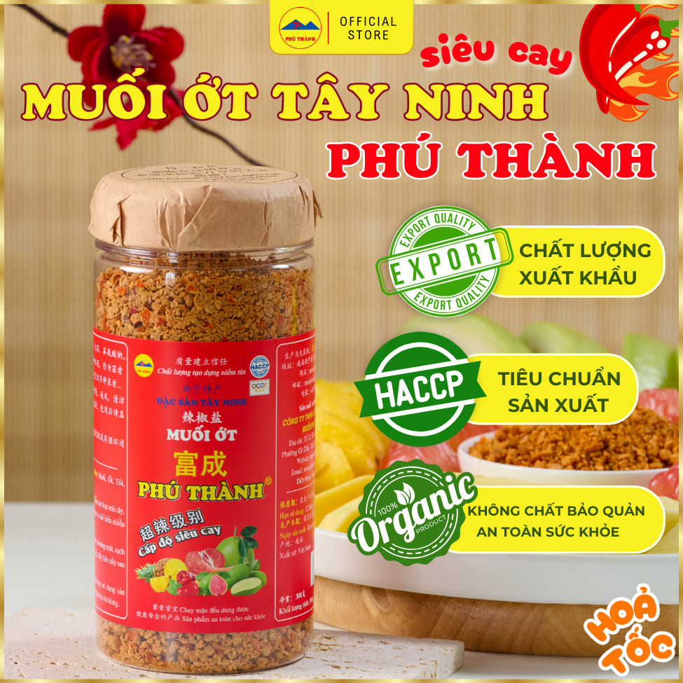 [Muối Xuất Khẩu] Muối Ớt siêu cay PHÚ THÀNH - Đặc Sản Tây Ninh – Muối Chấm Trái Cây Cay Nồng, đậm vị