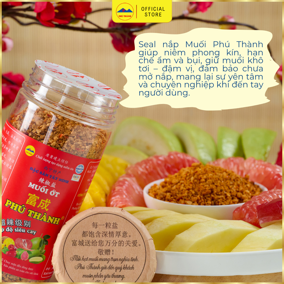 [Muối Xuất Khẩu] Muối Ớt siêu cay PHÚ THÀNH - Đặc Sản Tây Ninh – Muối Chấm Trái Cây Cay Nồng, đậm vị