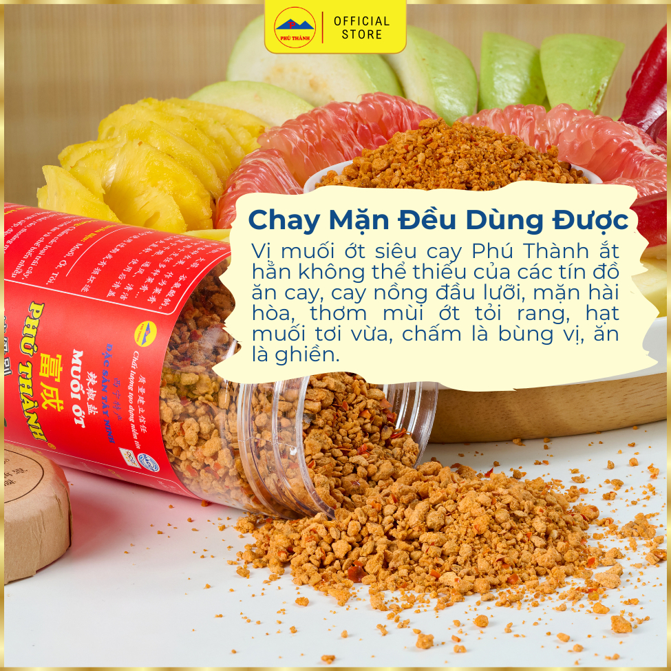 [Muối Xuất Khẩu] Muối Ớt siêu cay PHÚ THÀNH - Đặc Sản Tây Ninh – Muối Chấm Trái Cây Cay Nồng, đậm vị
