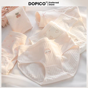 Quần lót nữ cotton gân tăm đáy lót kháng khuẩn khử mùi co giãn tốt basic DOPICO L566
