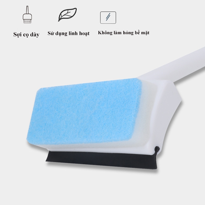 Cây chà rửa kính SH0038 kèm mút cọ bá 2 in 1,cây lau kính đa năng, cây cọ bàn bếp đa năng